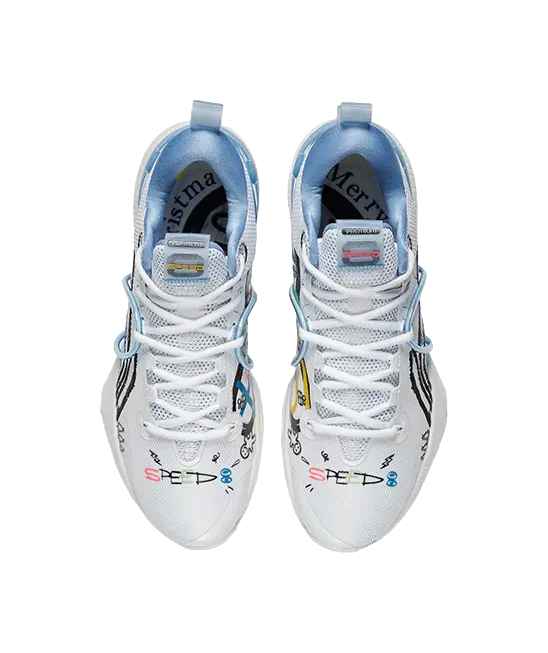 LiNing Speed 8 - Basketball Shoes Mens White Blue 