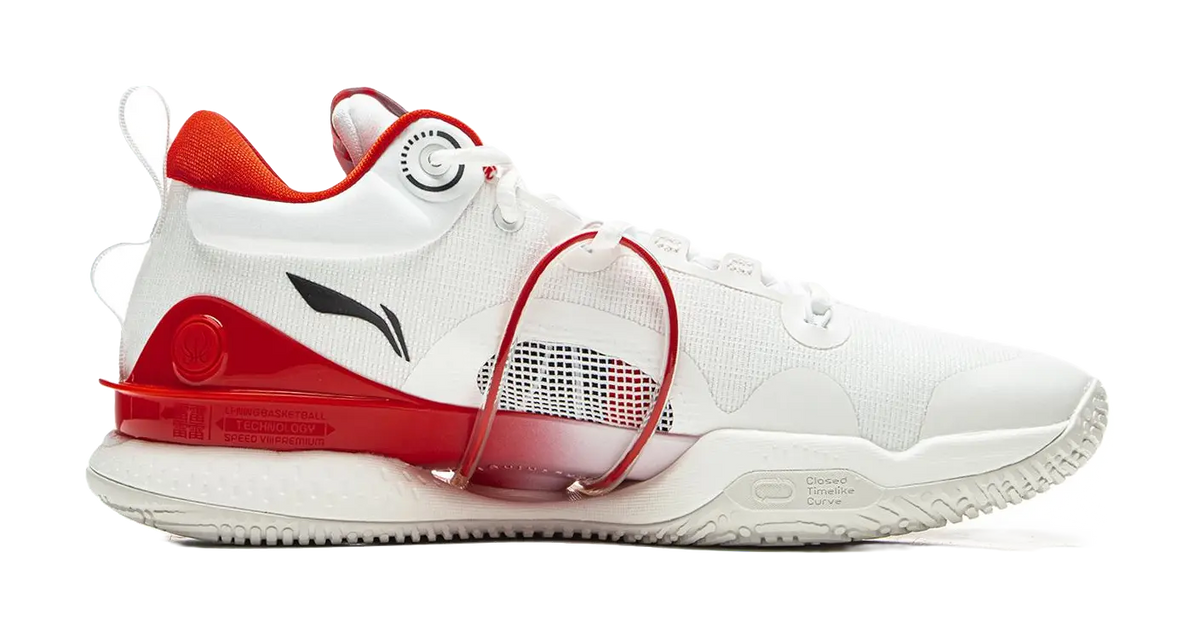 LiNing Speed 8 Premium Cushioning Anti-Slip And Wear-Resistant Low-Top Light Foam/ Basketball Shoes Men White Red 