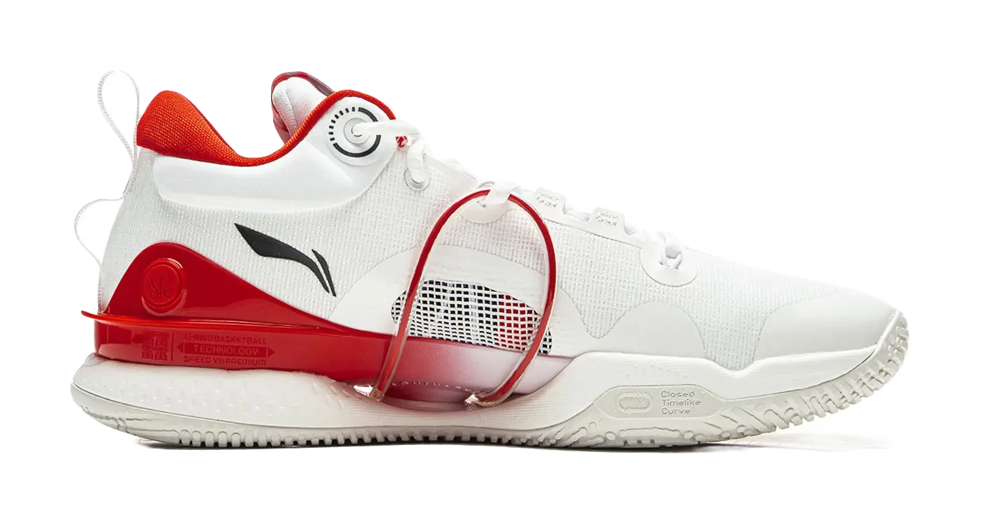 LiNing Speed 8 Premium Cushioning Anti-Slip And Wear-Resistant Low-Top Light Foam/ Basketball Shoes Men White Red 