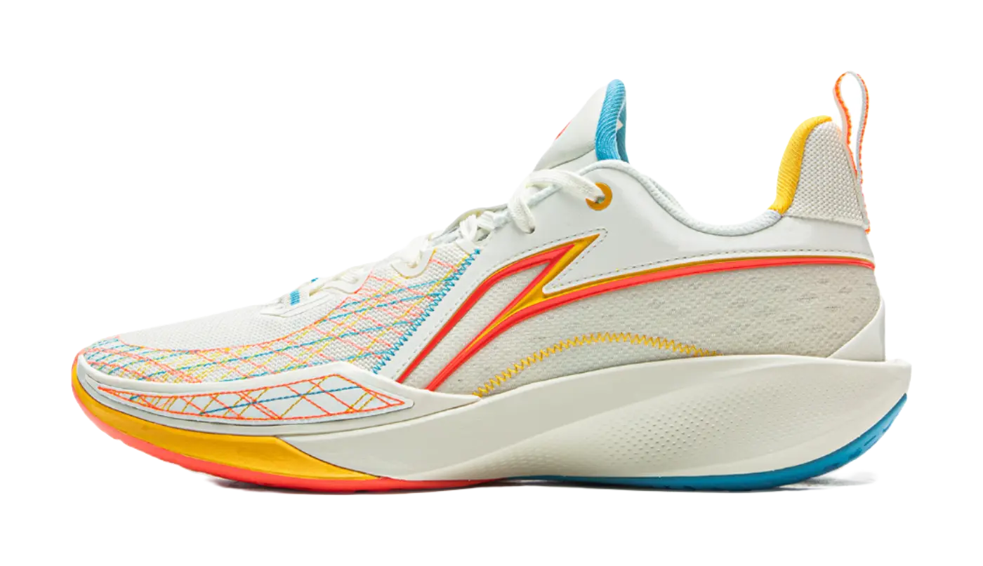 LiNing Speed Ling 2 Cushioned Slip-Resistant Breathable Rebound Low-Top Basketball Shoes Mens White Blue  vjsneaker.com