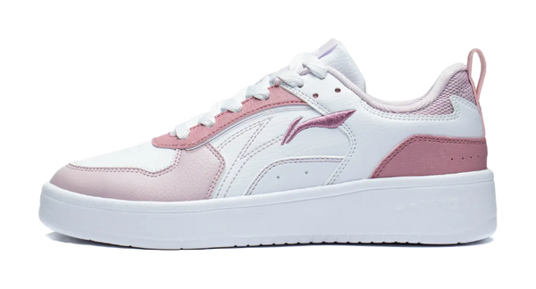 LiNing Spike Years Anti-Slip Wear-Resistant Breathable Height Increasing Low-Top Skateboard Shoes Women's White Pink 