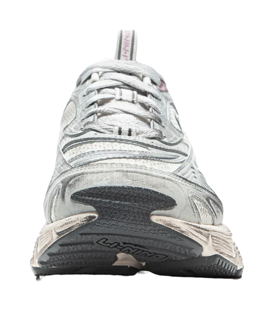 LiNing Star Cushioning Abrasion Resistant Breathable Low Top Chunky Sneakers Women's Ivory Silver  VJSNEAKER