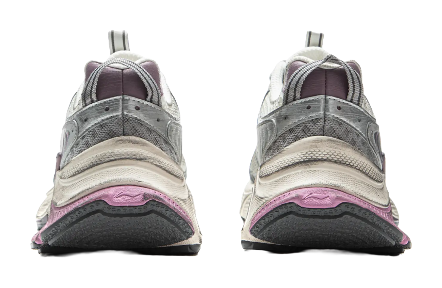 LiNing Star Cushioning Abrasion Resistant Breathable Low Top Chunky Sneakers Women's Ivory Silver  VJSNEAKER