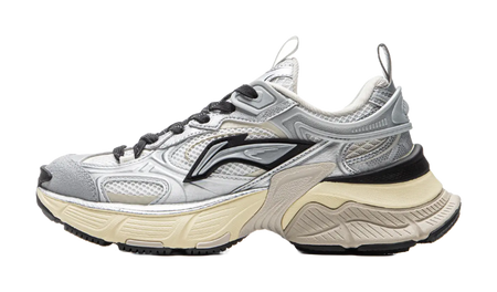 LiNing Star Shock Absorbers Slip Resistant Abrasion Resistant Breathable Low top Chunky Sneakers Women's Silver White  VJSNEAKER