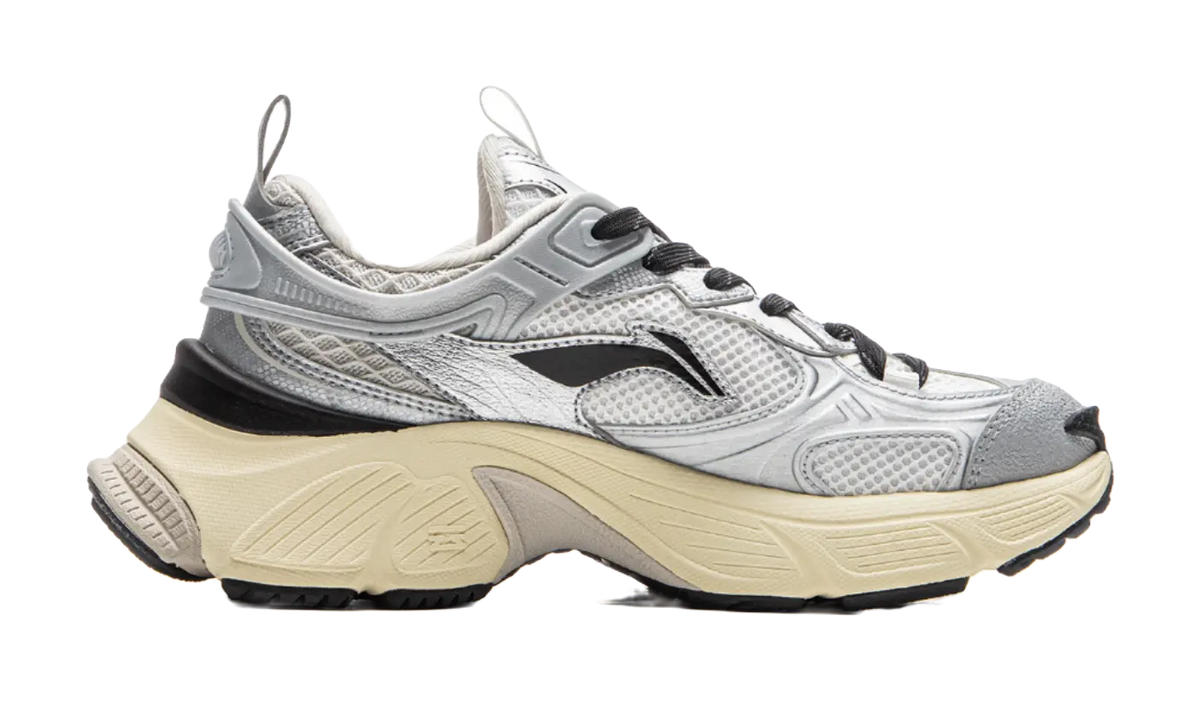 LiNing Star Shock Absorbers Slip Resistant Abrasion Resistant Breathable Low top Chunky Sneakers Women's Silver White  VJSNEAKER