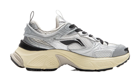 LiNing Star Shock Absorbers Slip Resistant Abrasion Resistant Breathable Low top Chunky Sneakers Women's Silver White  VJSNEAKER