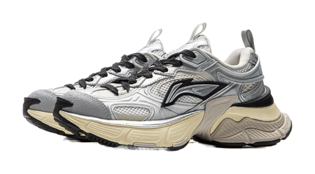 LiNing Star Shock Absorbers Slip Resistant Abrasion Resistant Breathable Low top Chunky Sneakers Women's Silver White  VJSNEAKER