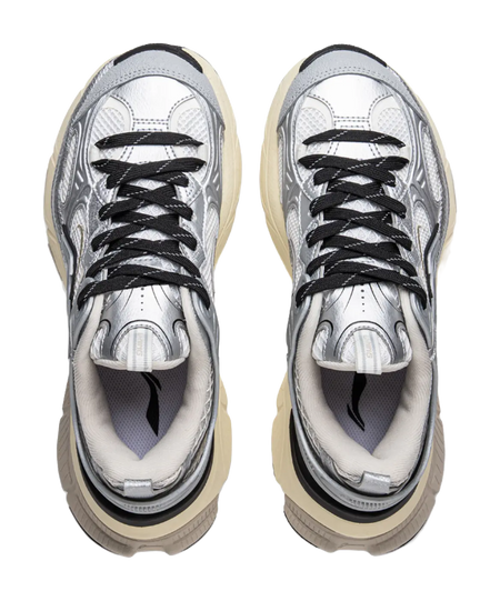 LiNing Star Shock Absorbers Slip Resistant Abrasion Resistant Breathable Low top Chunky Sneakers Women's Silver White  VJSNEAKER