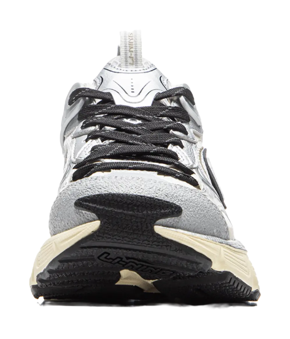 LiNing Star Shock Absorbers Slip Resistant Abrasion Resistant Breathable Low top Chunky Sneakers Women's Silver White  VJSNEAKER