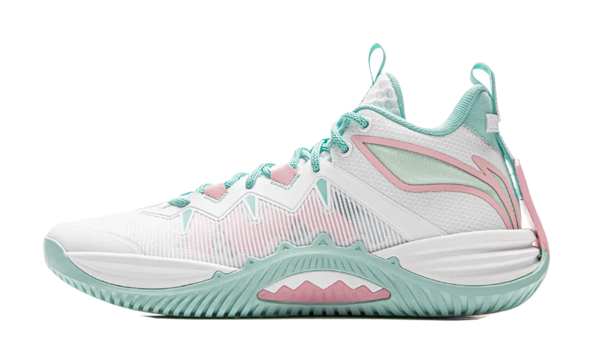 LiNing Storm 10 Cushioning Slip Resistant Breathable Rebound Low Top Basketball Shoes Mens White Green  vjsneaker.com