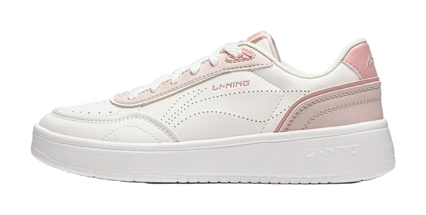 LiNing Su Slip Resistant, Abrasion Resistant, Breathable, Height Increasing Low top Skateboard Shoes Women's Pink White 