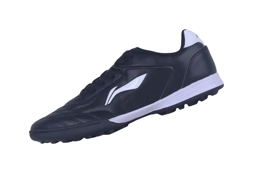 LiNing TF Broken Studs Slip-Resistant Cushioning Wear-Resistant Low-Top Soccer Shoes Black White Kids  vjsneaker.com