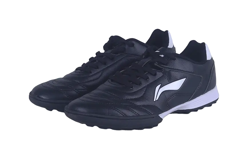 LiNing TF Broken Studs Slip-Resistant Cushioning Wear-Resistant Low-Top Soccer Shoes Black White Kids  vjsneaker.com