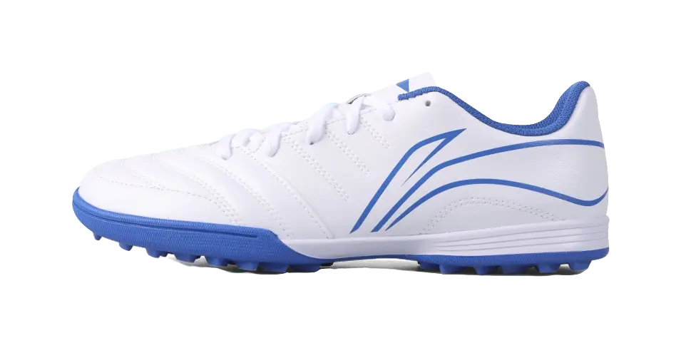 LiNing TF Rubber Broken Studs Artificial Ground Cushioning Anti-Slip And Wear-Resistant Soccer Shoes Unisex White Blue  vjsneaker.com