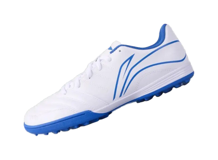 LiNing TF Rubber Broken Studs Artificial Ground Cushioning Anti-Slip And Wear-Resistant Soccer Shoes Unisex White Blue  vjsneaker.com