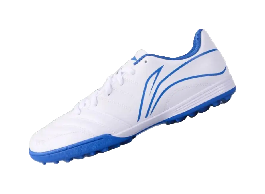 LiNing TF Rubber Broken Studs Artificial Ground Cushioning Anti-Slip And Wear-Resistant Soccer Shoes Unisex White Blue  vjsneaker.com