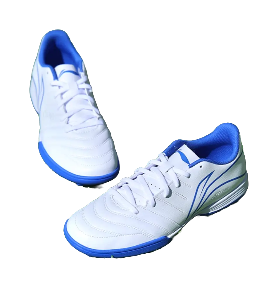 LiNing TF Rubber Broken Studs Artificial Ground Cushioning Anti-Slip And Wear-Resistant Soccer Shoes Unisex White Blue  vjsneaker.com