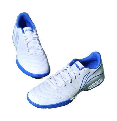 LiNing TF Rubber Broken Studs Artificial Ground Cushioning Anti-Slip And Wear-Resistant Soccer Shoes Unisex White Blue  vjsneaker.com