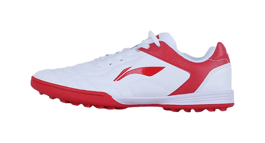 LiNing TF Slip Resistant Cushioning Abrasion Resistant Low Top Soccer Shoes White Red Kids 