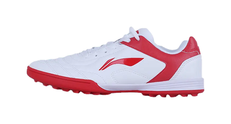 LiNing TF Slip Resistant Cushioning Abrasion Resistant Low Top Soccer Shoes White Red Kids 