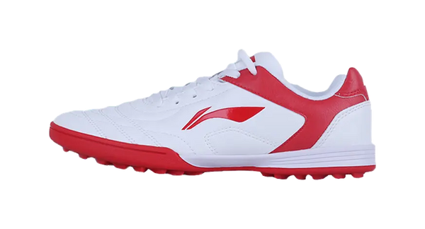 LiNing TF Slip Resistant Cushioning Abrasion Resistant Low Top Soccer Shoes White Red Kids 