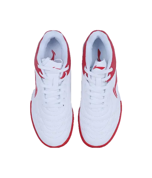 LiNing TF Slip Resistant Cushioning Abrasion Resistant Low Top Soccer Shoes White Red Kids 
