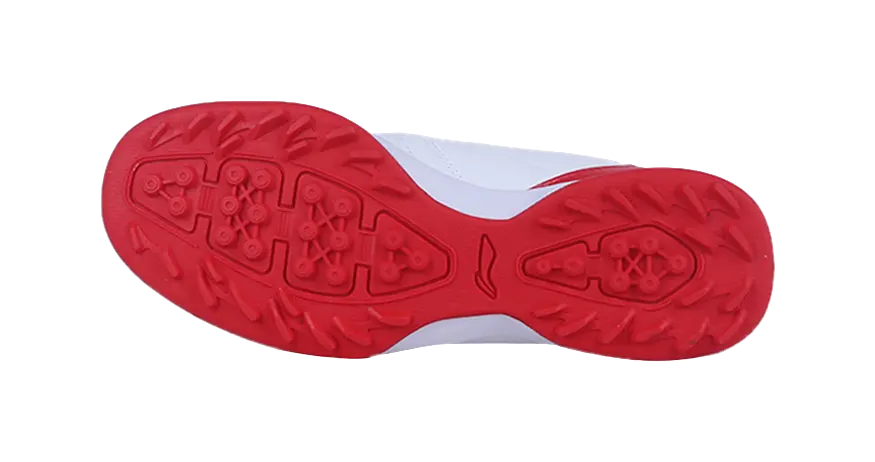 LiNing TF Slip Resistant Cushioning Abrasion Resistant Low Top Soccer Shoes White Red Kids 