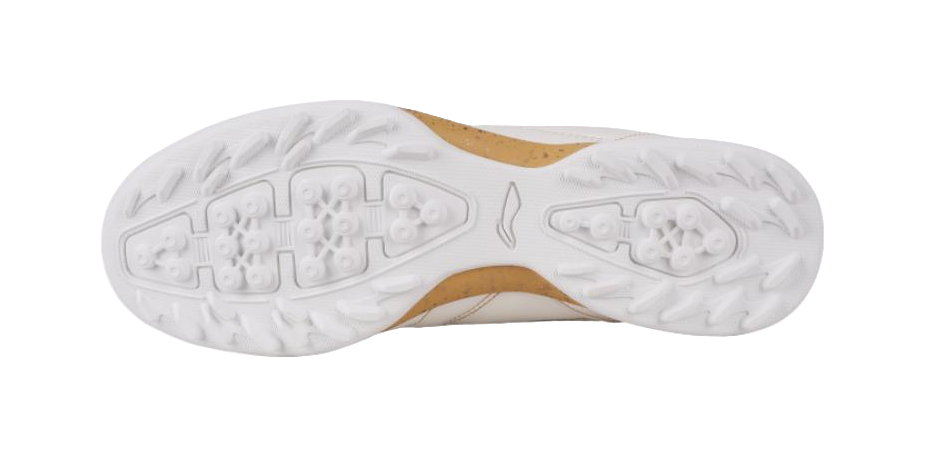 LiNing TF Turf Artificial Turf, Natural Grass Soccer Shoes Men's White Gold 