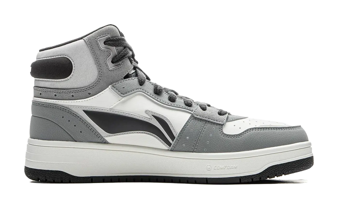 LiNing Tianji SOFT HI Slip Resistant Abrasion Resistant Mid top Skateboard Shoes Men's White Gray Black 