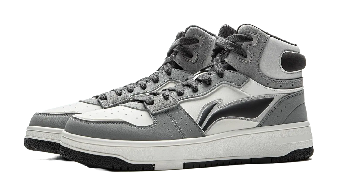 LiNing Tianji SOFT HI Slip Resistant Abrasion Resistant Mid top Skateboard Shoes Men's White Gray Black 