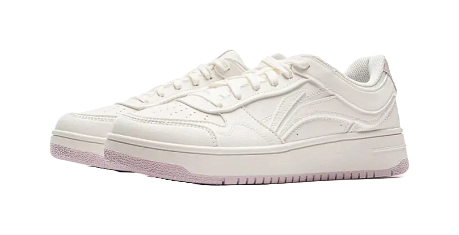 LiNing Tianji Slip Resistant Cushioning Abrasion Resistant Lightweight Low Top Skateboard Shoes Women's White Purple 