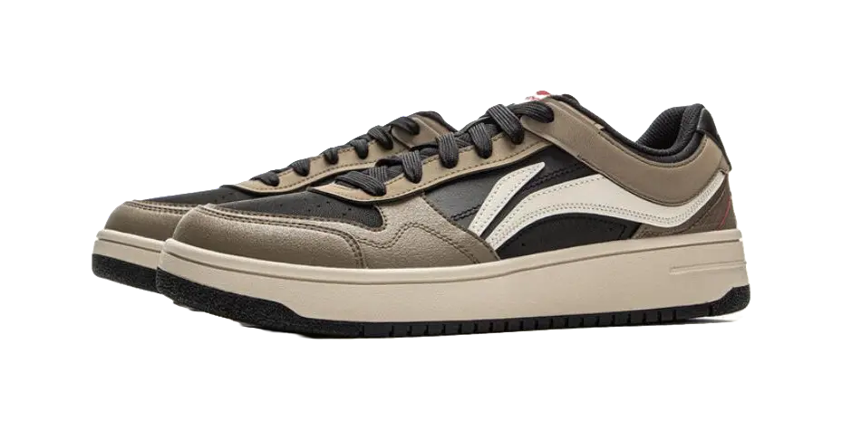 LiNing Tianji Slip-Resistant Cushioning Wear-Resistant Lightweight Low-Top Skateboard Shoes Men's Brown Black 