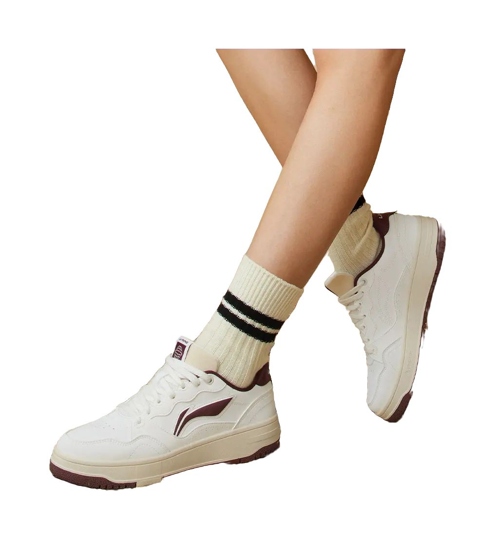 LiNing Tianji Soft Anti Slip Wear Resistant Lightweight Breathable Low Top Skateboard Shoes Women's White Purple 