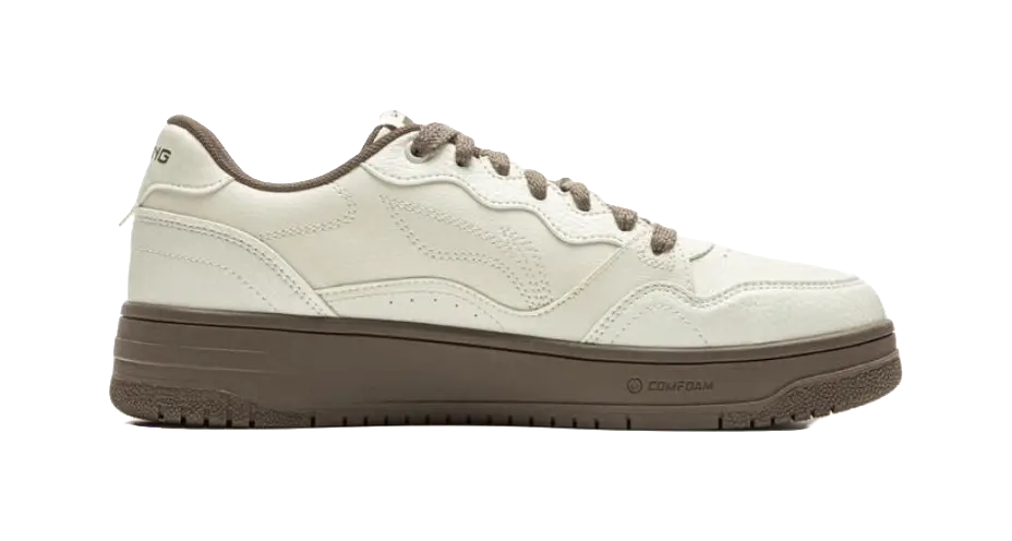 LiNing Tianji Soft Slip Resistant Cushioning Abrasion Resistant Low Top Skateboard Shoes Men's Ecru 