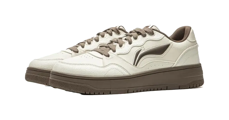 LiNing Tianji Soft Slip Resistant Cushioning Abrasion Resistant Low Top Skateboard Shoes Men's Ecru 