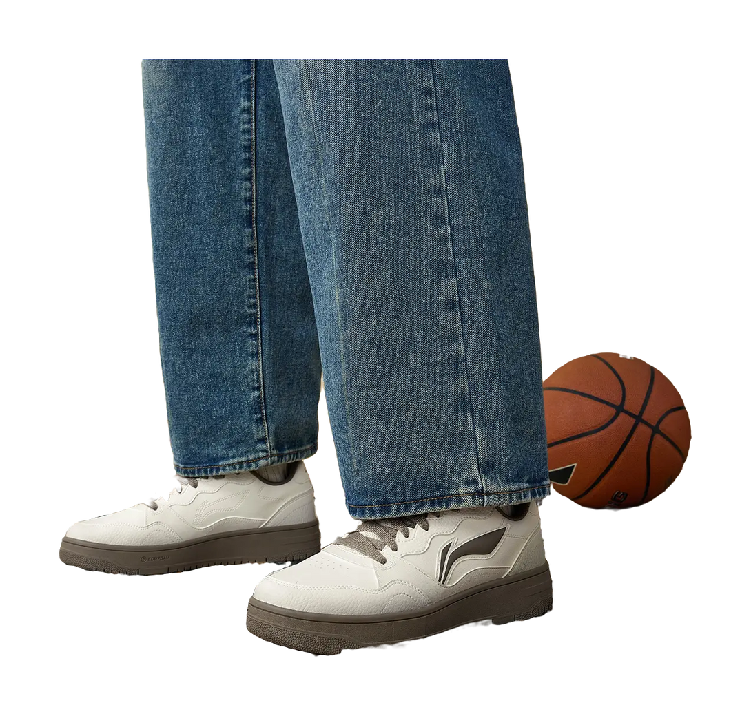 LiNing Tianji Soft Slip Resistant Cushioning Abrasion Resistant Low Top Skateboard Shoes Men's Ecru 