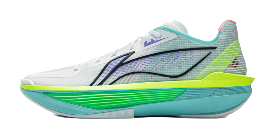 LiNing Ultra Light Cushioned Slip-Resistant Lightweight Low-Top Basketball Shoes Mens White Green  vjsneaker.com