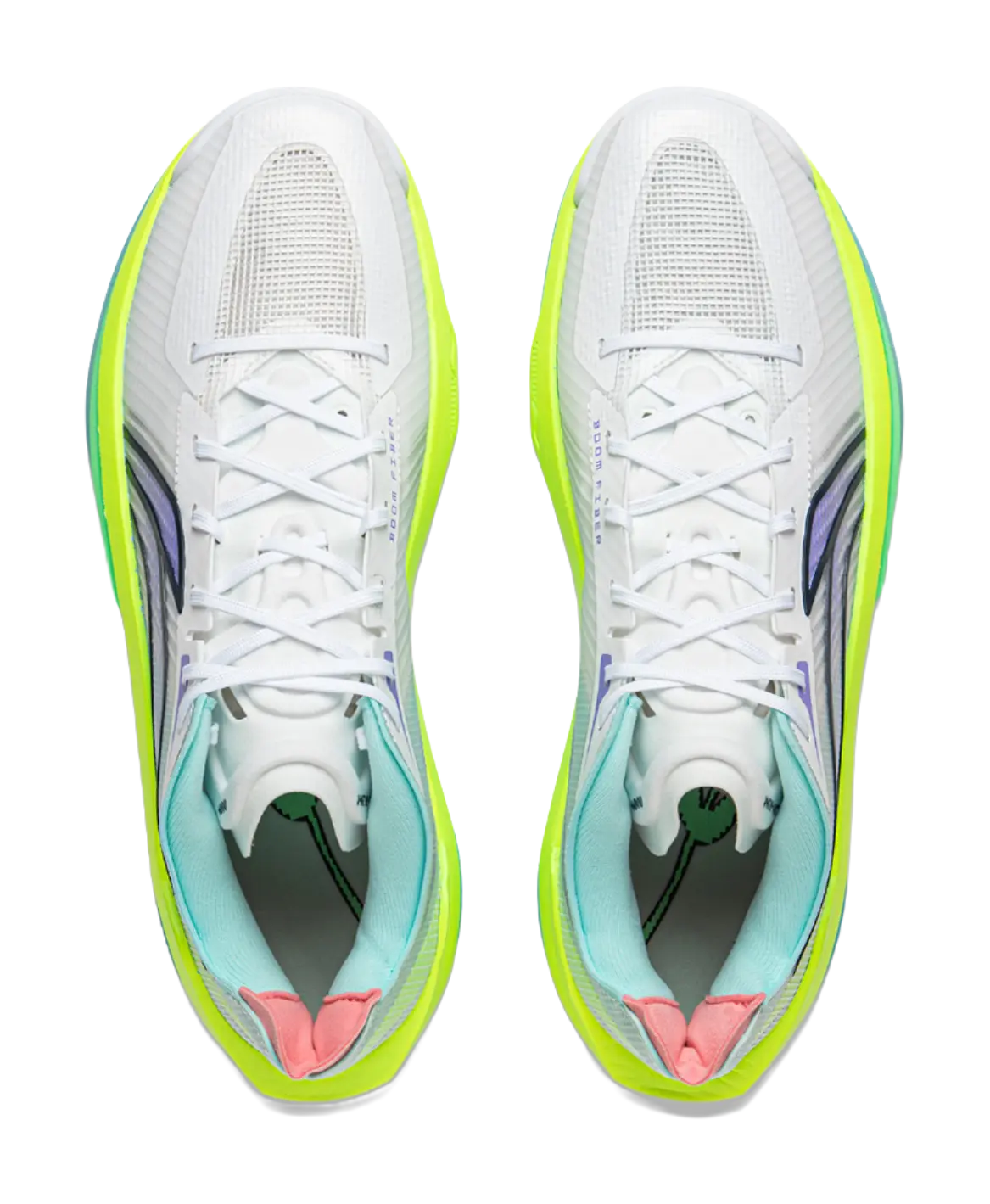 LiNing Ultra Light Cushioned Slip-Resistant Lightweight Low-Top Basketball Shoes Mens White Green  vjsneaker.com