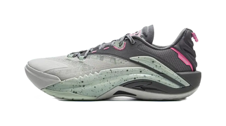 LiNing Wear-Resistant Support Rebound Grip Low-Top Outdoor Performance Basketball Shoes Mens Gray Cyan Pink 