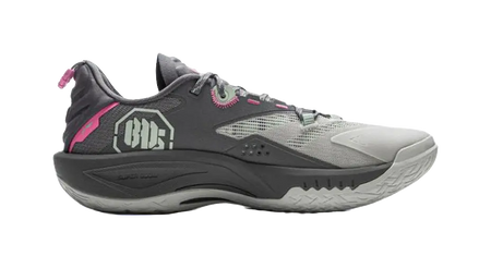 LiNing Wear-Resistant Support Rebound Grip Low-Top Outdoor Performance Basketball Shoes Mens Gray Cyan Pink 