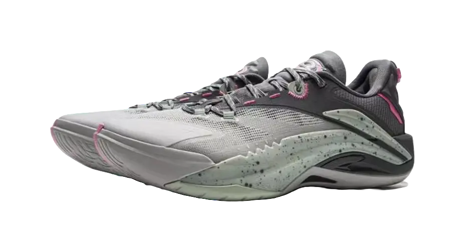 LiNing Wear-Resistant Support Rebound Grip Low-Top Outdoor Performance Basketball Shoes Mens Gray Cyan Pink 