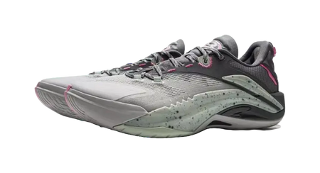 LiNing Wear-Resistant Support Rebound Grip Low-Top Outdoor Performance Basketball Shoes Mens Gray Cyan Pink 