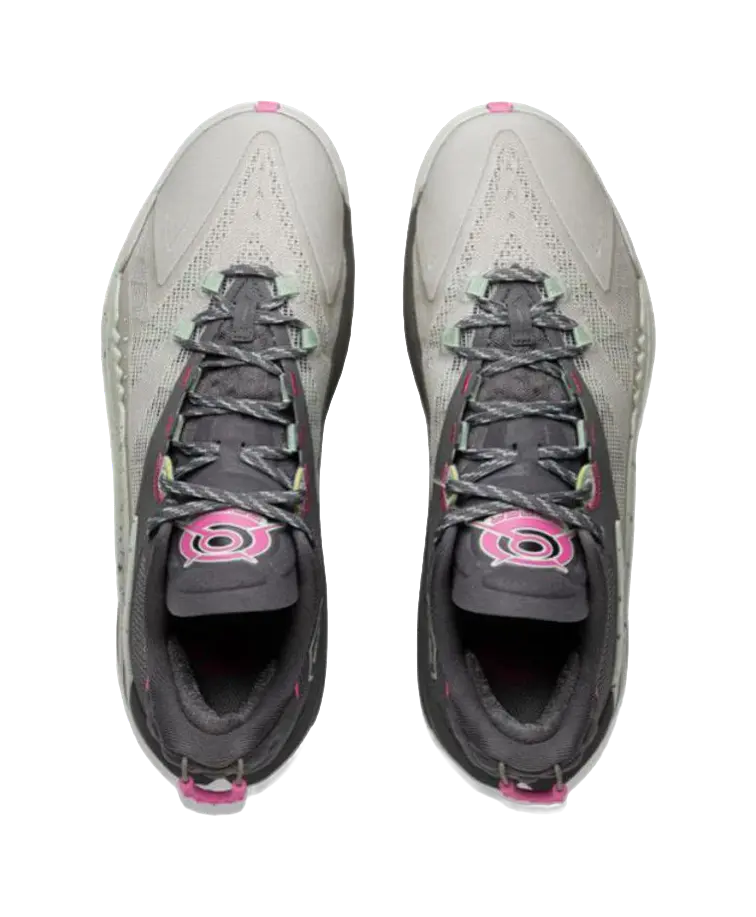 LiNing Wear-Resistant Support Rebound Grip Low-Top Outdoor Performance Basketball Shoes Mens Gray Cyan Pink 