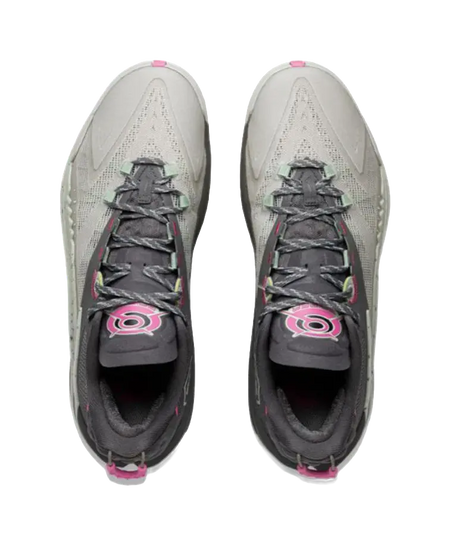 LiNing Wear-Resistant Support Rebound Grip Low-Top Outdoor Performance Basketball Shoes Mens Gray Cyan Pink 