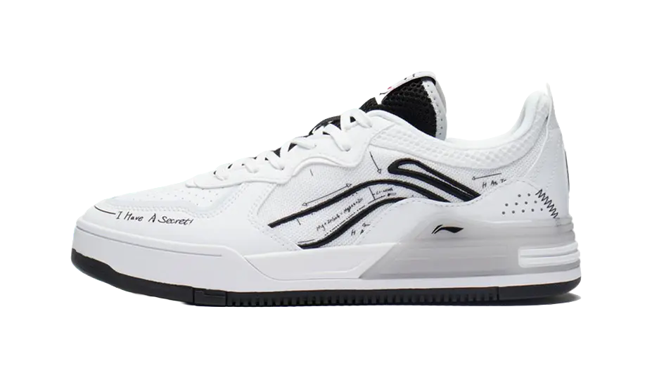 LiNing Wei Wu V1 Slip Resistant, Abrasion Resistant, Lightweight Low top Skateboard Shoes Men's White Black 