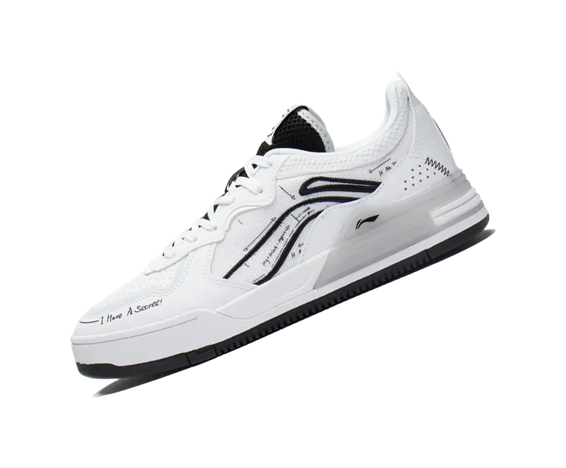 LiNing Wei Wu V1 Slip Resistant, Abrasion Resistant, Lightweight Low top Skateboard Shoes Men's White Black 