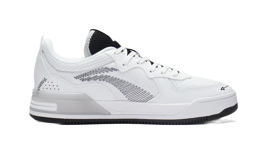 LiNing Wei Wu V1 Slip Resistant, Abrasion Resistant, Lightweight Low top Skateboard Shoes Men's White Black 