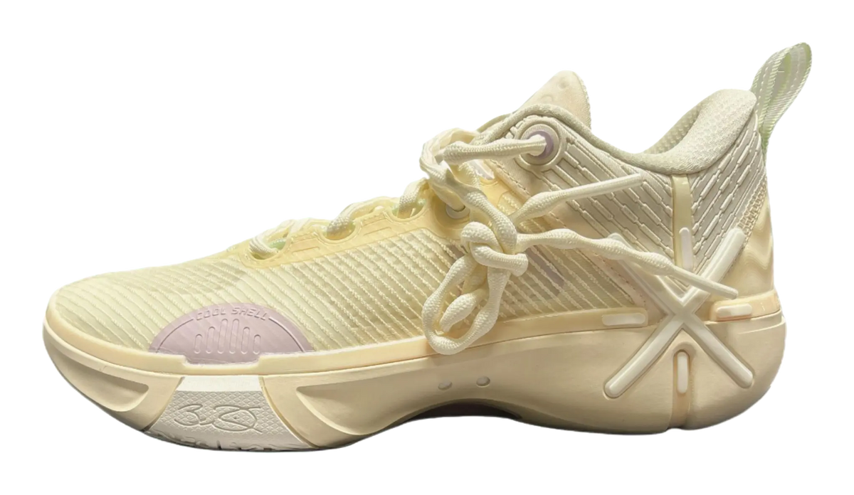 LiNing Wode Phantom 6 Anti Slip Wear Resistant Low Top Basketball Shoes Mens Beige Yellow  vjsneaker.com