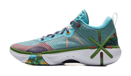 LiNing Wode Phantom 6 Anti Slip Wear Resistant Low Top Basketball Shoes Mens Blue Green  vjsneaker.com