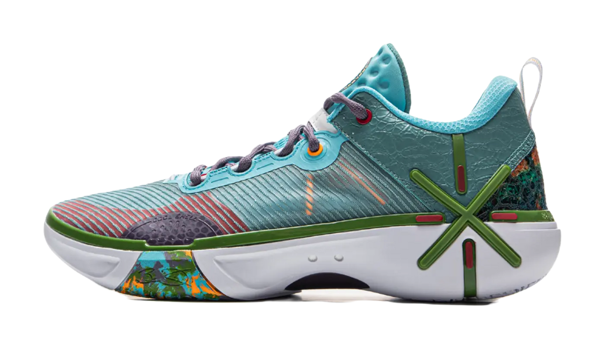 LiNing Wode Phantom 6 Anti Slip Wear Resistant Low Top Basketball Shoes Mens Blue Green  vjsneaker.com